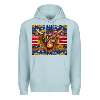 Blue Mist 4th of july longhaired cow tumbler Premium Hoodie - Jasminsmagicworld