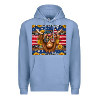 Colony Blue 4th of july longhaired cow tumbler Premium Hoodie - Jasminsmagicworld