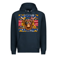Navy 4th of july longhaired cow tumbler Premium Hoodie - Jasminsmagicworld