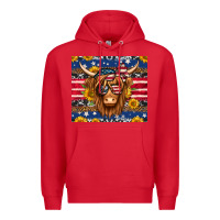 Red 4th of july longhaired cow tumbler Premium Hoodie - Jasminsmagicworld