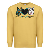 Antique Gold peace love huskies Premium Sweatshirt - RanaPortraitStore