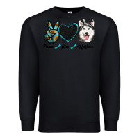 Black peace love huskies Premium Sweatshirt - RanaPortraitStore