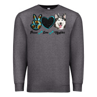 Charcoal Heather peace love huskies Premium Sweatshirt - RanaPortraitStore