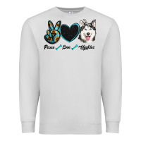 Dove Grey peace love huskies Premium Sweatshirt - RanaPortraitStore