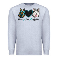 Heather Grey peace love huskies Premium Sweatshirt - RanaPortraitStore