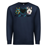 Navy peace love huskies Premium Sweatshirt - RanaPortraitStore