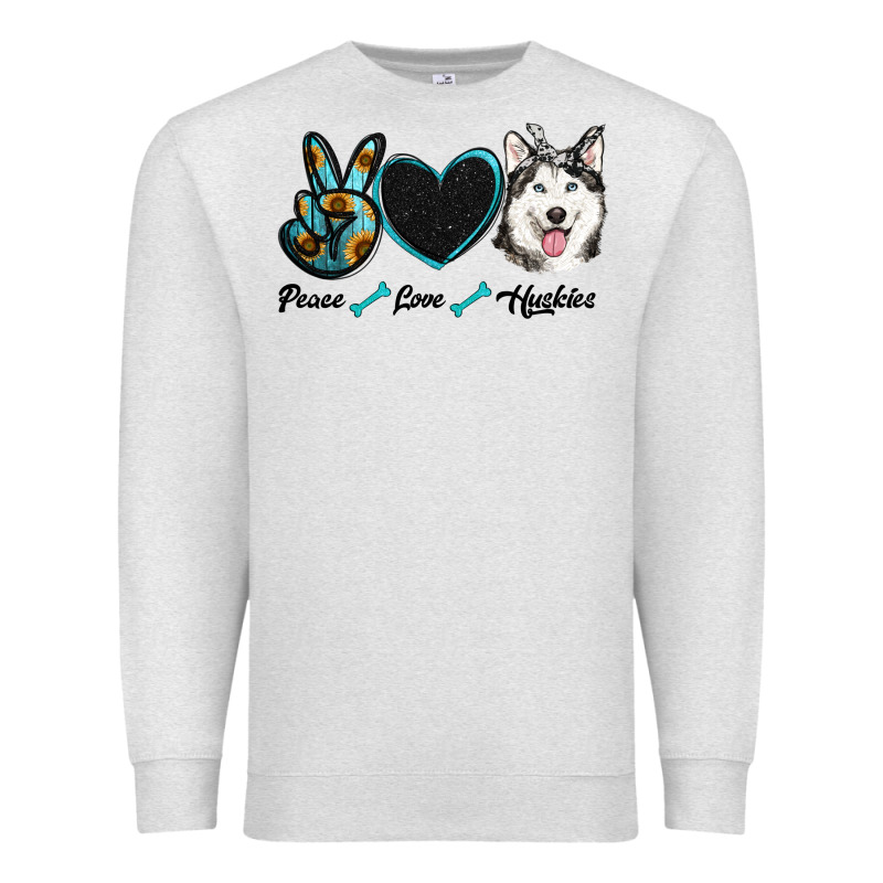 Peace Love Huskies Premium Sweatshirt by RanaPortraitStore | Teevron