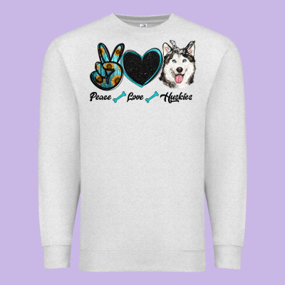 Peace Love Huskies Premium Sweatshirt Designed By Ranaportraitstore
