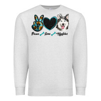 Oatmeal Heather peace love huskies Premium Sweatshirt - RanaPortraitStore