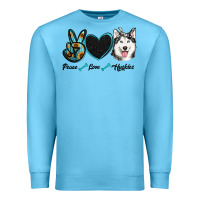 Ocean Blue peace love huskies Premium Sweatshirt - RanaPortraitStore