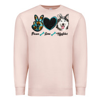 Pale Pink peace love huskies Premium Sweatshirt - RanaPortraitStore