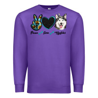 Purple peace love huskies Premium Sweatshirt - RanaPortraitStore