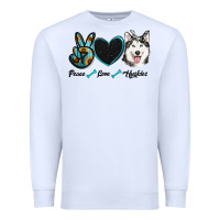 White peace love huskies Premium Sweatshirt - RanaPortraitStore