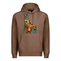 Chestnut idaho map long haired cow Premium Hoodie - Jasminsmagicworld