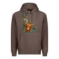 Coffee idaho map long haired cow Premium Hoodie - Jasminsmagicworld
