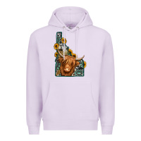 Lilac idaho map long haired cow Premium Hoodie - Jasminsmagicworld
