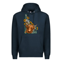 Navy idaho map long haired cow Premium Hoodie - Jasminsmagicworld