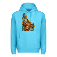 Ocean Blue idaho map long haired cow Premium Hoodie - Jasminsmagicworld