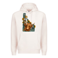 Pale Pink idaho map long haired cow Premium Hoodie - Jasminsmagicworld