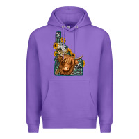 Purple idaho map long haired cow Premium Hoodie - Jasminsmagicworld