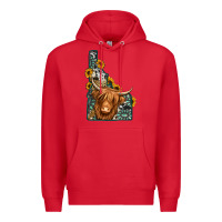 Red idaho map long haired cow Premium Hoodie - Jasminsmagicworld