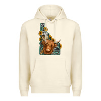 Sandshell idaho map long haired cow Premium Hoodie - Jasminsmagicworld