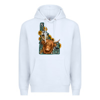 White idaho map long haired cow Premium Hoodie - Jasminsmagicworld