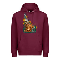 Burgundy idaho map long haired cow Premium Hoodie - Jasminsmagicworld
