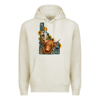 Oatmeal Heather idaho map long haired cow Premium Hoodie - Jasminsmagicworld