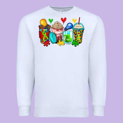 Autism Coffee Cups Premium Sweatshirt Designed By Zillion Design Studio