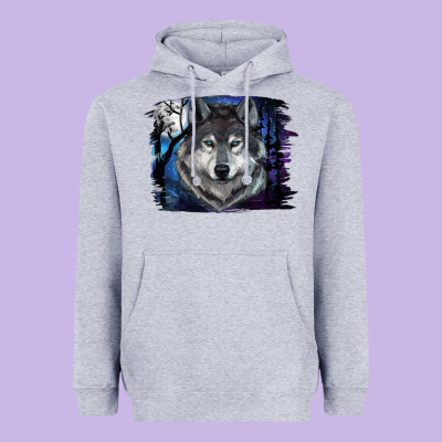 Heavyweight Hoodie Wolf And Full Moon