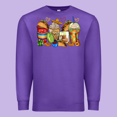 Tacos Coffee Cups Premium Sweatshirt Designed By Zillion Design Studio
