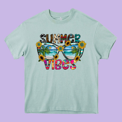 Summer Vibes Heavy Core Tee Designed By Cowhidedigitalart