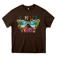 Chocolate Brown Summer Vibes Heavy Core Tee - CowhideDigitalArt