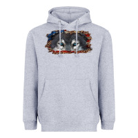 Heather Grey Wolf eyes american flag Heavyweight Hoodie - RanaPortraitStore