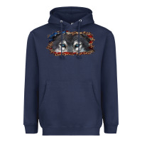Navy Wolf eyes american flag Heavyweight Hoodie - RanaPortraitStore