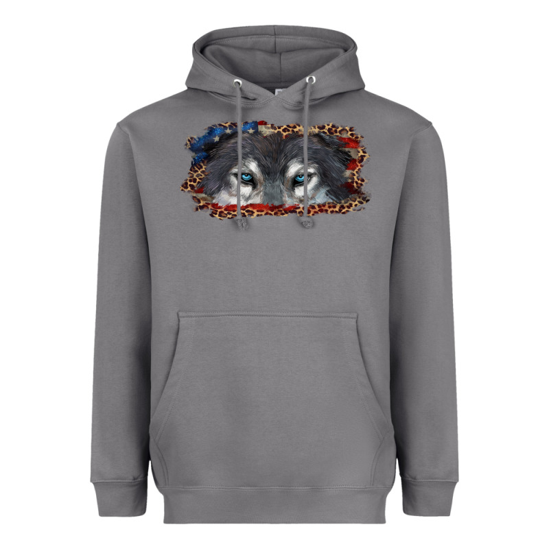 Wolf Eyes American Flag Heavyweight Hoodie by RanaPortraitStore | Teevron