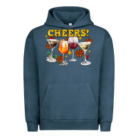 Pigment Midnight Navy Cheers Christmas Coctail Urban Hoodie - AdoDesignShop