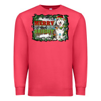 Cardinal merry and bright husky farm  background Premium Sweatshirt - RanaPortraitStore