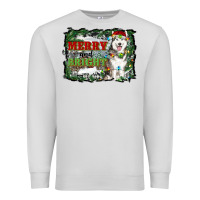Dove Grey merry and bright husky farm  background Premium Sweatshirt - RanaPortraitStore