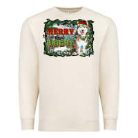 Sandshell merry and bright husky farm  background Premium Sweatshirt - RanaPortraitStore