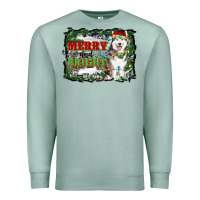 Seafoam merry and bright husky farm  background Premium Sweatshirt - RanaPortraitStore