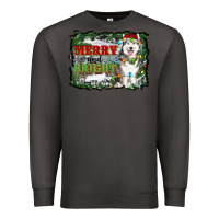 Smoke merry and bright husky farm  background Premium Sweatshirt - RanaPortraitStore