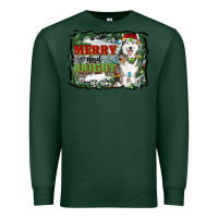 Sports Green merry and bright husky farm  background Premium Sweatshirt - RanaPortraitStore
