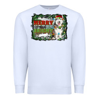 White merry and bright husky farm  background Premium Sweatshirt - RanaPortraitStore