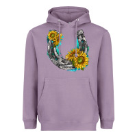 Lavender horseshoe cowhide and sunflowers Heavyweight Hoodie - texasbilliewilder
