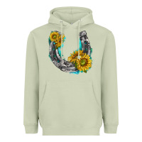 Matcha horseshoe cowhide and sunflowers Heavyweight Hoodie - texasbilliewilder