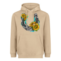 Mushroom horseshoe cowhide and sunflowers Heavyweight Hoodie - texasbilliewilder