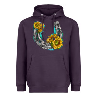 Plum horseshoe cowhide and sunflowers Heavyweight Hoodie - texasbilliewilder