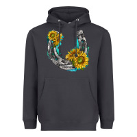 Smoke horseshoe cowhide and sunflowers Heavyweight Hoodie - texasbilliewilder